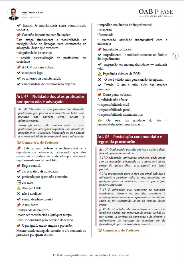 Comentários da Legislação Comentada