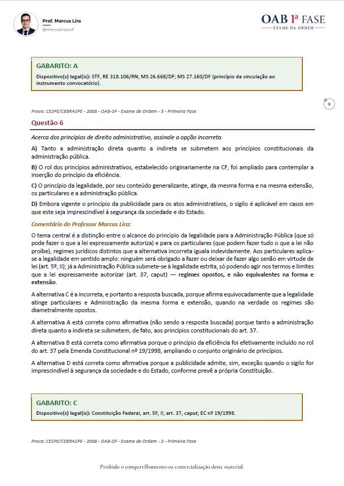 Questão comentada com fundamentação legal